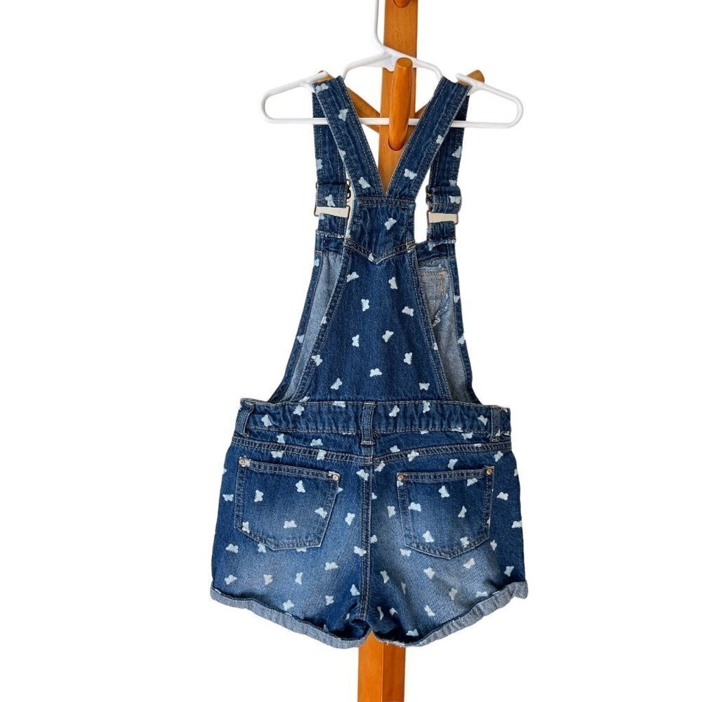 Girls Butterfly Denim Shortalls Size L 10/12 - Picture 2 of 5